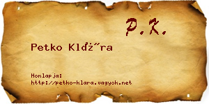 Petko Klára névjegykártya